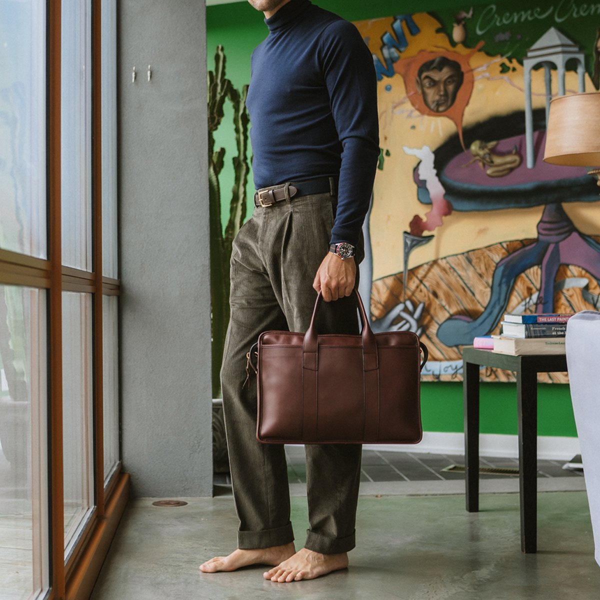 Leather Zipper Briefcase for Men | Handmade Briefcase | Frank